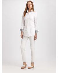 Brunello Cucinelli | White Cotton Blouse | Lyst