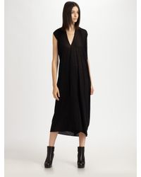 Rick Owens | Black Cotton Jersey Dress | Lyst
