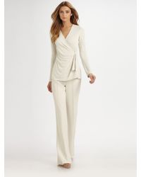 St. John | White Faux Wrap Top | Lyst