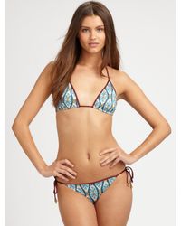 Tory Burch | Blue Ikat-print Triangle Bikini Top | Lyst