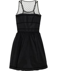 RED Valentino Black Mesh-yoke Taffeta Dress