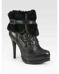 Ash | Black Enigma Faux Rabbit Fur-lined Ankle Boots | Lyst