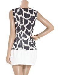 Giambattista Valli | Black Silk-chiffon Giraffe-print Top | Lyst