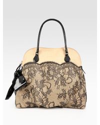 Valentino | Natural Straw & Lace Handbag | Lyst