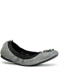 Tory Burch | Metallic Caroline - Pewter Glitter Ballet Flat | Lyst