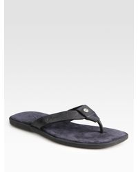 Ferragamo | Gray Dorval Stamped Leather Thong Sandals for Men | Lyst