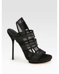 Gucci | Black Mesh Strap Sandal | Lyst
