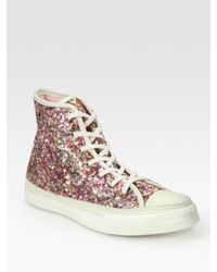 converse pink glitter high tops