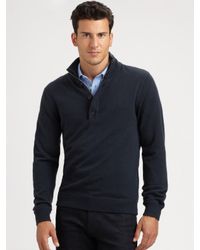 Michael Kors | Blue Wool/cashmere Half-zip Sweater for Men | Lyst