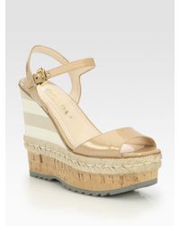prada leather espadrille wedge sandals