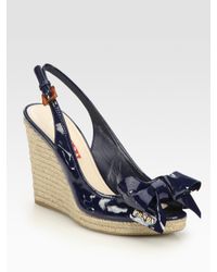 Prada | Blue Espadrille Wedge Sandals | Lyst