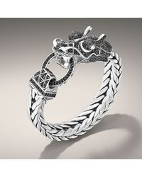 John Hardy | Black Dragon Head Bracelet On Large Rectangular Chain | Lyst