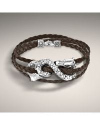 John Hardy | Brown Leather Triple Wrap Bracelet with Dragon Accent | Lyst