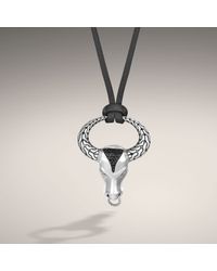 John Hardy | Black Bull Head Pendant On Leather Cord for Men | Lyst