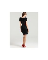 Alice + Olivia | Black Devon Pleated Sleeve Dress with Red Belt | Lyst