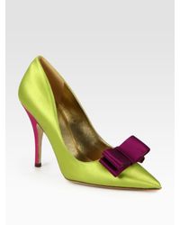 Kate Spade Latrice Colorblock Satin Point Toe Pumps in Green - Lyst