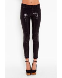 black sequin skinny pants