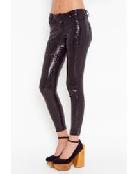 black sequin skinny pants
