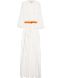 ROKSANDA | White Belted Wool-crepe Wrap Gown | Lyst