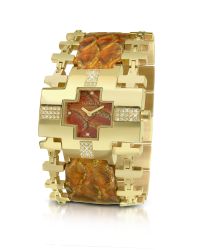 FORZIERI | Metallic Nefertiti - Gold Reptile Stamped Leather Band Dress Watch | Lyst