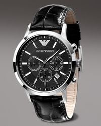 Emporio Armani | Black Ar2411 Stainless Steel And Leather Watch for Men | Lyst