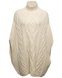 Chloé | Natural Cable Knit Poncho | Lyst