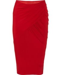 Donna Karan Red Stretch-jersey Pencil Skirt