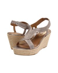 Elie Tahari | Gray Rochelle Metallic Leather Espadrille Slingback Wedge Sandals | Lyst