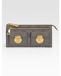 Marc Jacobs | Gray Lacquered Quilting Zip Wallet | Lyst