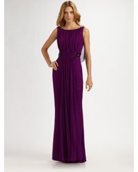 Notte by Marchesa | Purple silk chiffon gown | Lyst