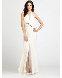 Notte by Marchesa | White Silk Halter Gown | Lyst