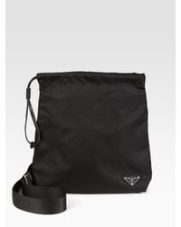 Prada | Black Tessuto & Saffiano Crossbody Bag for Men | Lyst