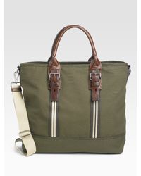 Prada | Green Canapa & Vitello Tote for Men | Lyst