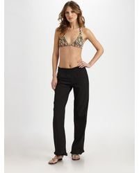 Tori Praver Swimwear | Black Cotton Flare Pants | Lyst