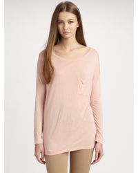 Vince | Pink Long-Sleeve Pocket T-Shirt | Lyst