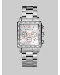 Michael Kors | Metallic Crystal Chronograph Rectangular Bracelet Watch | Lyst