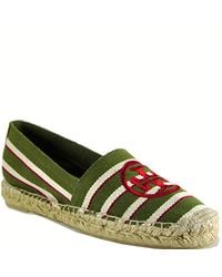 Tory Burch | Green Canvas Striped Slip-on Espadrille | Lyst