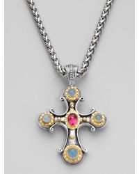 Konstantino | Metallic Five Stone Traditional Cross Pendant Necklace | Lyst