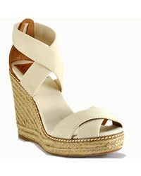 Tory Burch | Natural Adonis - Ivory Canvas Espadrille Wedge Sandal | Lyst