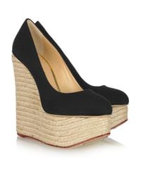 Charlotte Olympia | Black Carmen Textured Cotton Espadrille Wedge Pumps | Lyst