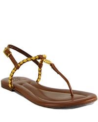 Tory Burch | Aine Thong - Natural Leather Woven Flat Thong Sandal | Lyst