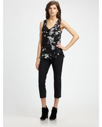 Theory | Black Playida Floral Print Top | Lyst