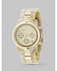 Michael Kors | Metallic Stainless Steel & Horn Acrylic Chronograph Watch | Lyst