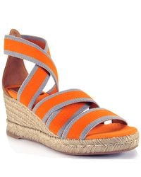 Tory Burch | Orange Canvas Espadrille Wedge Sandal | Lyst