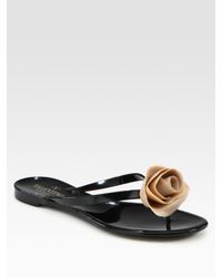 Valentino | Black Rose Jelly Thong Sandals | Lyst