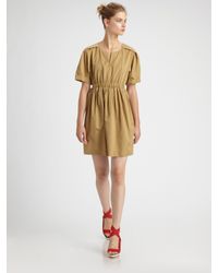 3.1 Phillip Lim | Natural Short-sleeve Dress with Gathered Waist | Lyst