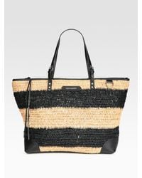 Rebecca Minkoff | Black Endless Love Straw & Leather Tote Bag | Lyst