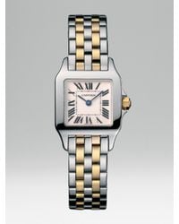 Cartier | Metallic Santos Demoiselle Stainless Steel Watch On Stainless Steel & 18k Yellow Gold Bracelet, Small | Lyst