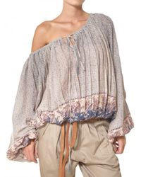 Mes Demoiselles | Blue Printed Cotton Gauze Wide Shirt | Lyst