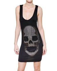Philipp Plein | Black Swaroski Skull Viscose Jersey Dress | Lyst